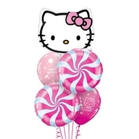 Hello Kitty Birthday Pink Balloon Bouquet with Helium and Weight