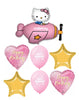 Hello Kitty Birthday Pink Airplane Balloons Bouquet with Helium Weight