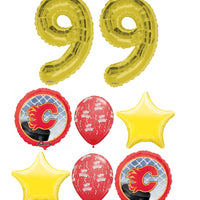 Hockey Calary Flames Birthday Pick An Age Gold Numbers Balloon Bouquet