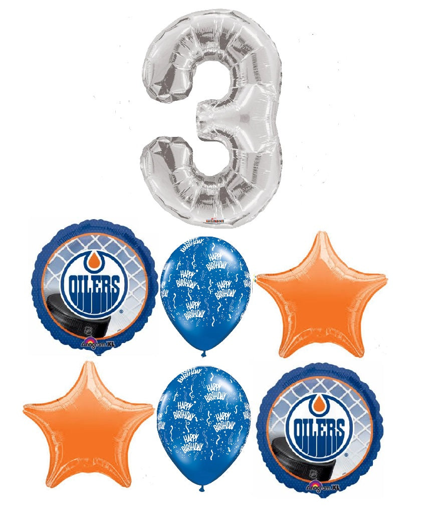 Hockey Edmonton Oilers Birthday Pick Age Silver Number Balloon Boqueut