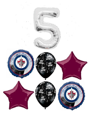 Hockey Winniepeg Jets Birthday Pick Age Silver Number Balloon Bouquet