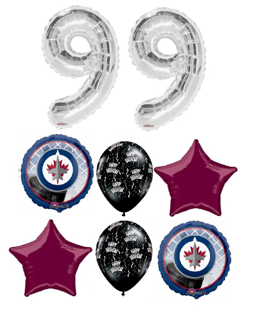 Hockey Winnipeg Jets Birthday Pick An Age Silver Numbers Balloon Bouquet