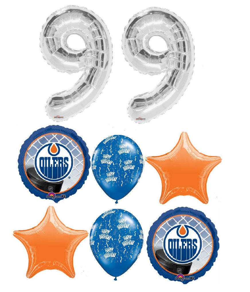 Hockey Edmondton Oilers Birthday Pick Age Silver Numbers Balloon Bouquet