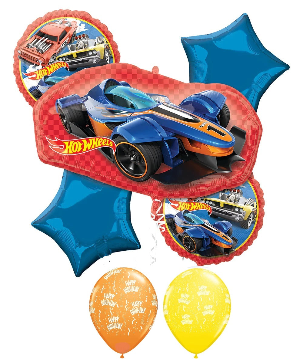 Hot Wheels Happy Birthday Balloon Bouquet with Helium and Weight