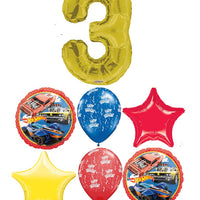 Hot Wheels Race Cars Birthday Pick An Age Gold Number Balloon Bouquet