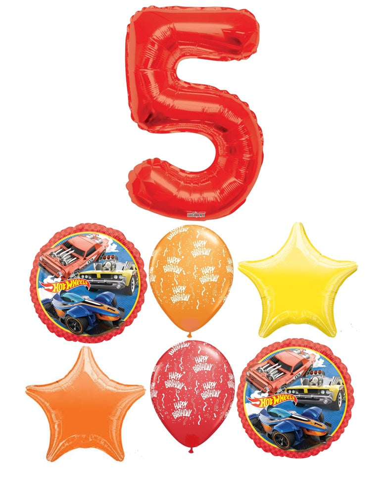 Hot Wheels Birthday Pick An Age Red Number Balloon Bouquet