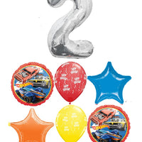 Hot Wheels Birthday Pick an Age Silver Number Balloon Bouquet