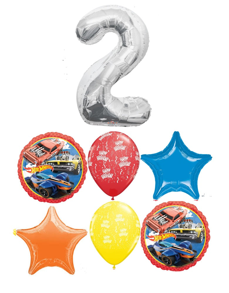 Hot Wheels Birthday Pick an Age Silver Number Balloon Bouquet