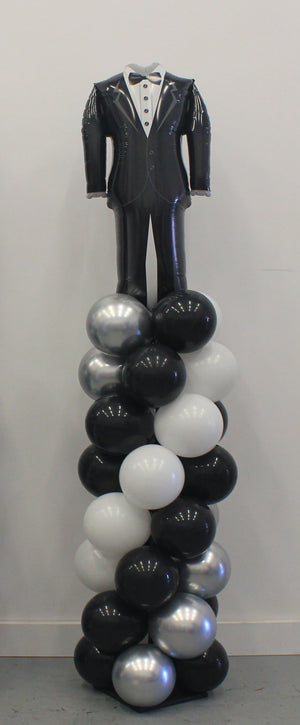 James Bond Theme Party Tuxedo Birthday Balloon Column