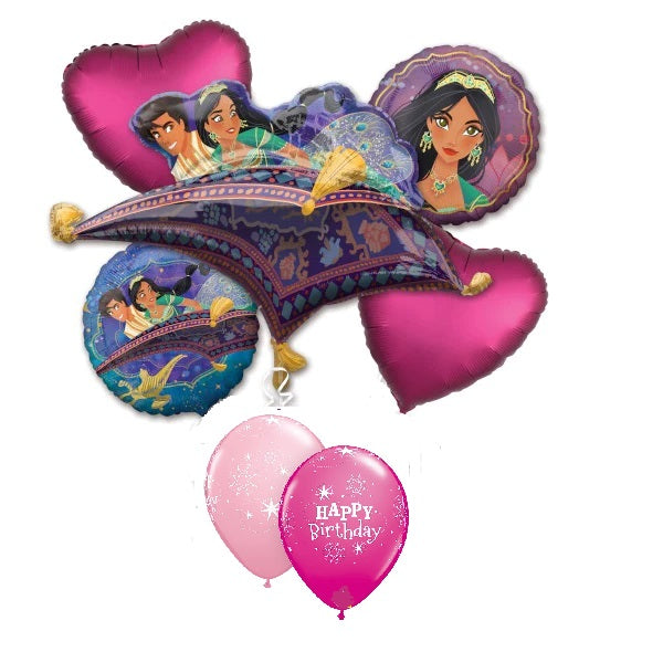 Jasmine Aladdin Birthday Balloon Bouquet with Helium and Weight