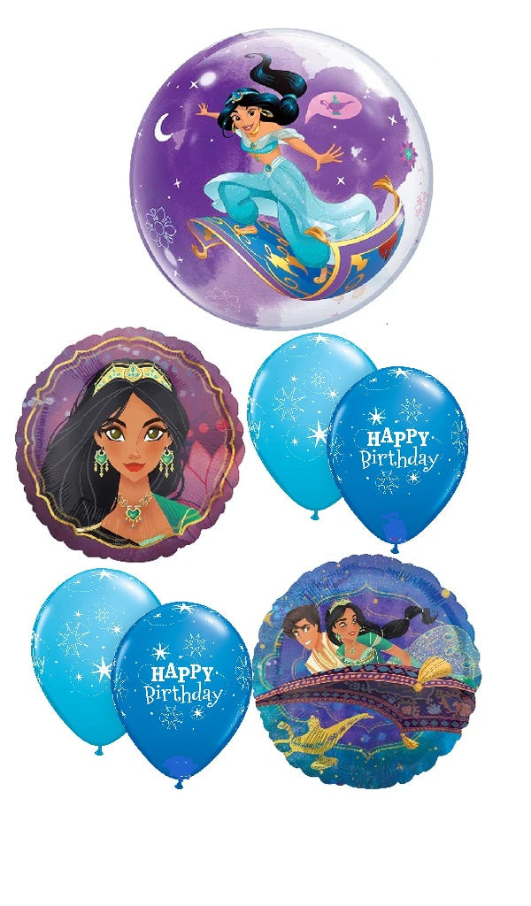 Jasmine Aladdin Bubble Happy Birthday Balloon Bouquet
