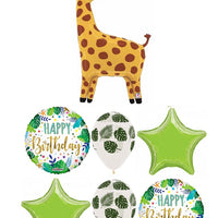 Jungle Animals Giraffe Fern Birthay Balloon Bouquet with Helium Weight
