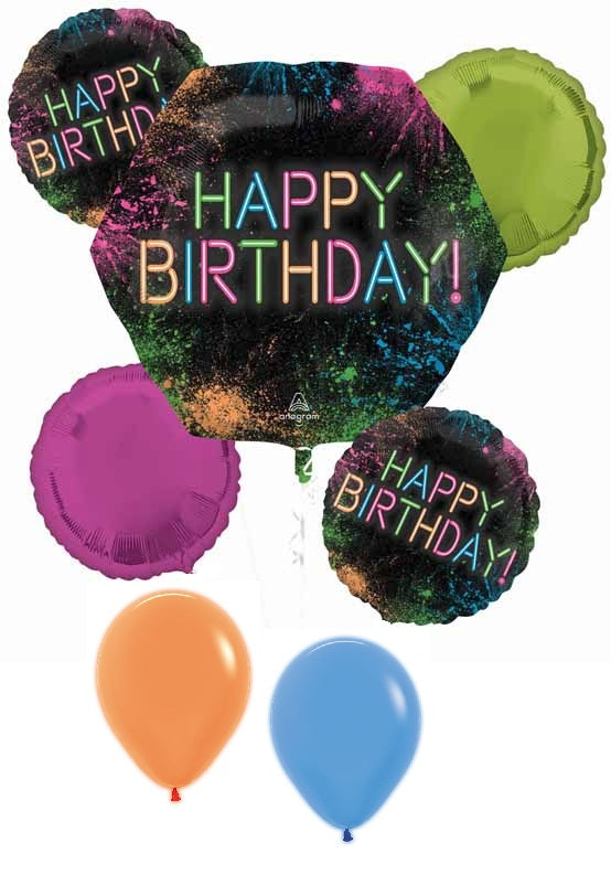 Painball Splash Let Glow Crazy Birthday Balloon Bouquet Helium Weight
