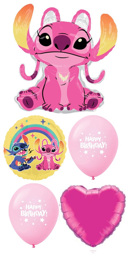 Lilo and Stitch Birthday Balloons Bouquet of 5 with Helium and Weight