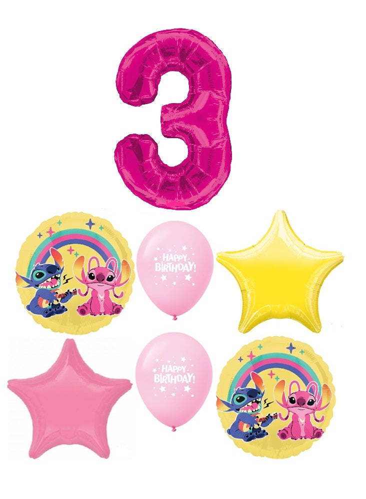 Lilo and Stitch Birthday Pick An Age Hot Pink Number Balloons Bouquet