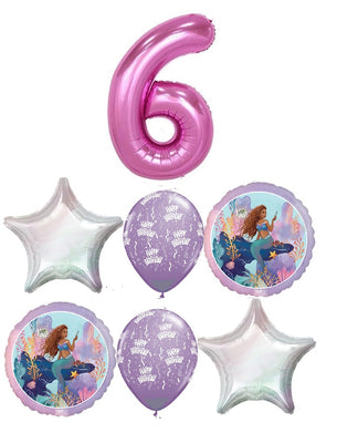 Little Mermaid Live Pick An Age Pink Number Birthday Balloon Bouquet