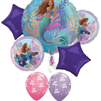 Little Mermaid Live Birthday Balloon Bouquet with Helium and Weight