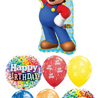 Mario Brothers 10th Birthday Balloon Bouquet with Helium and Weight
