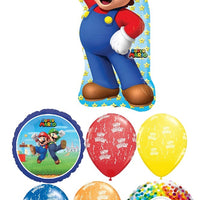 Mario Brothers 6th Birthday Balloon Bouquet with Helium and Weight