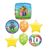 Mario Brothers Bros 10th Birthday Balloon Bouquet with Helium Weight