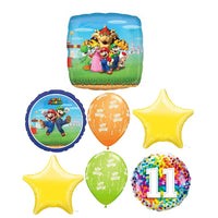 Mario Brothers Bros 11th Birthday Balloon Bouquet with Helium Weight