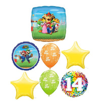 Mario Brothers Bros 14th Birthday Balloon Bouquet with Helium Weight