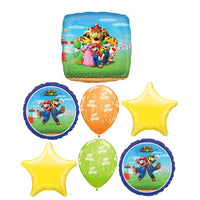 Mario Brothers Bros Birthday Balloon Bouquet with Helium and Weight