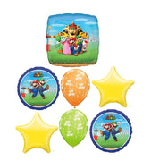 Mario Brothers Bros Birthday Balloon Bouquet with Helium and Weight