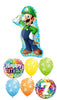 Mario Brothers Luigi 7th Birthday Balloon Bouquet with Helium Weight