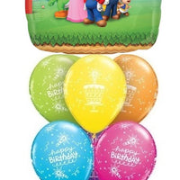Mario Brothers Happy Birthday Cake Balloon Bouquet with Helium Weight