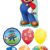 Mario Brothers 10th Birthday Balloon Bouquet with Helium and Weight