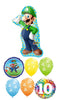Mario Brothers Luigi 10th Birthday Balloon Bouquet with Helium Weight