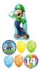 Mario Brothers Luigi 14th Birthday Balloon Bouquet with Helium Weight