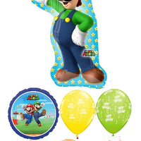 Mario Brothers Luigi 7th Birthday Balloon Bouquet with Helium Weight