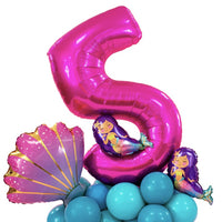 Mermaid Birthday Pink Number Pick An Age Balloon Stand Up