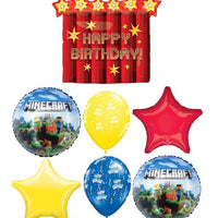 Minecraft TNT Birthday Balloons Bouquet with Helium and Weight