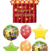 Minecraft TNT Dynamite Birthday Balloon Bouquet with Helium Weight
