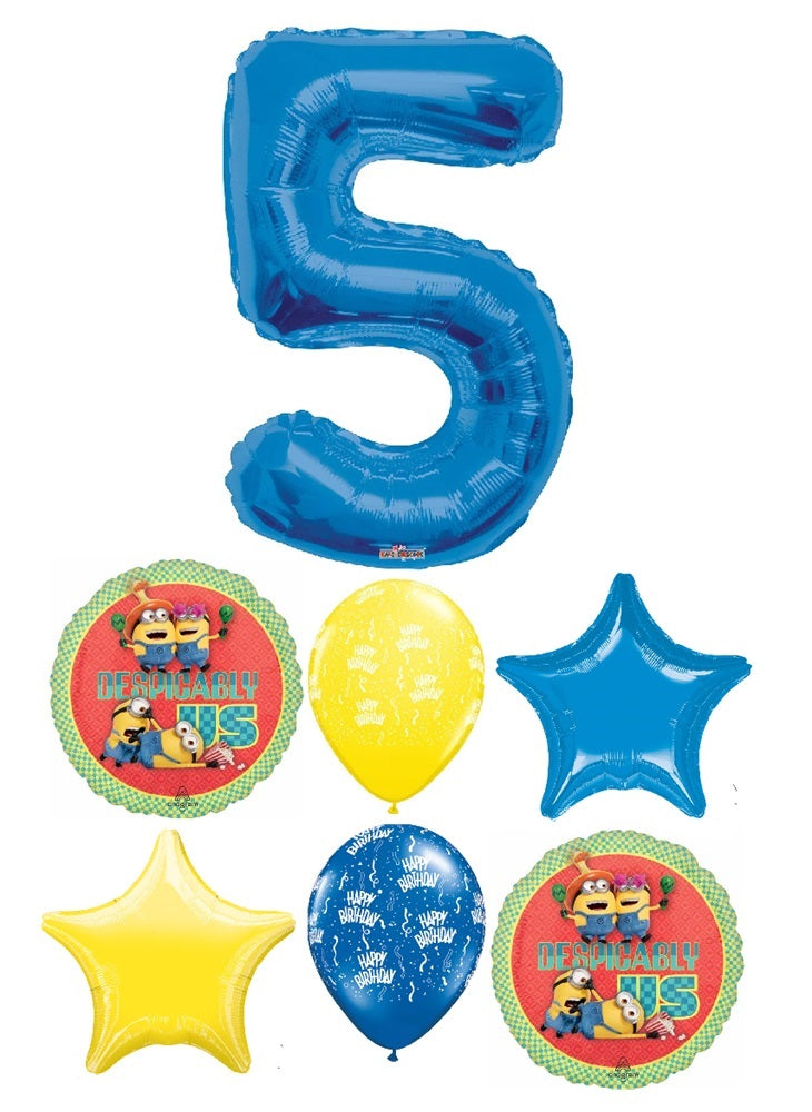 Despicable Us Minions Birthday Pick An Age Blue Number Balloon Bouquet