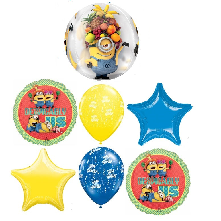 Despicable Me Us Orbz Birthday Balloons Bouquet with Helium Weight