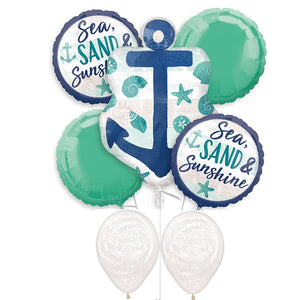 Nautical Anchor Seashell Sea Balloon Bouquet with Helium Weight