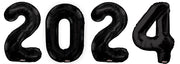 New Year 2024 Black Number Balloons with Helium and Weight