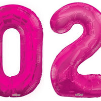 New Year Pink Numbers 2024 Balloons with Helium and Weights