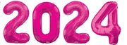 New Year Pink Numbers 2024 Balloons with Helium and Weights