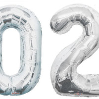 New Year Jumbo Silver Number 2024 Balloons with Helium Weights