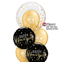 New Year Bubble Stars Balloon Bouquet with Helium and Weight