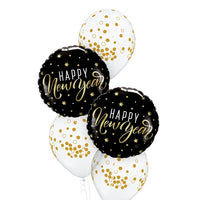 New Year Stars Dots Clear Balloon Bouquet with Helium and Weight