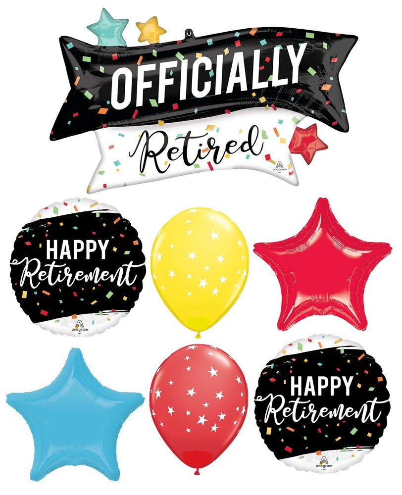 Officially Retired Happy Retirement Balloons Bouquet Helium Weight