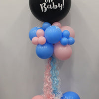 Oh Baby Gender Reveal Confetti Pink or Blue Balloon Column Tower
