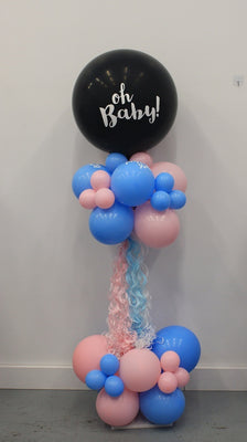 Oh Baby Gender Reveal Confetti Pink or Blue Balloon Column Tower