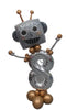 Outer Space Robot Bitthday Pick An Age Silver Number Balloon Stand Up